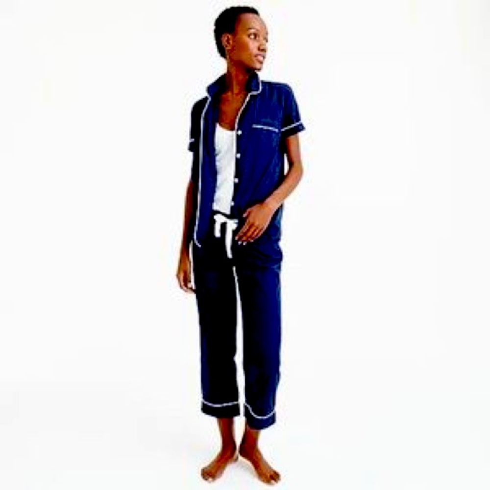 J. Crew linen navy blue pajamas. Size M.
